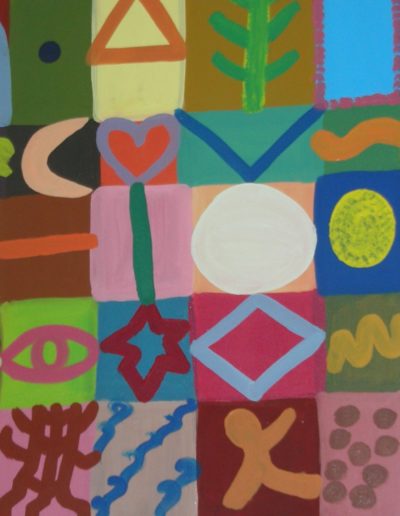 9-Symboles ( Les gens sont autant différents que les couleurs et les formes.) - mars 2003 – acrylique sur toile - 60*70 cm